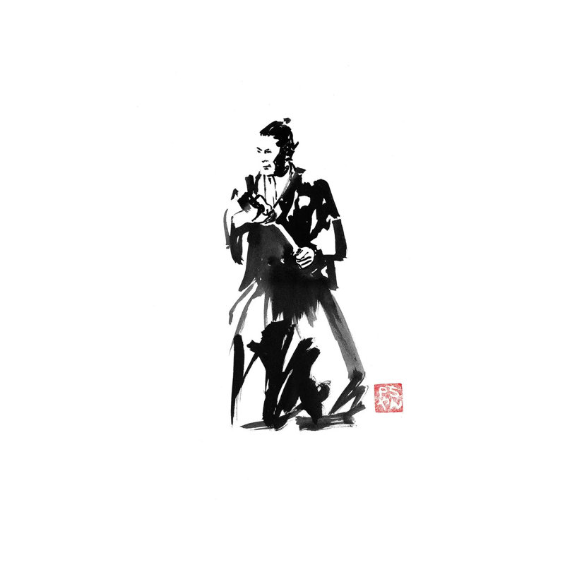 «Yojimbo» par Péchane, reproduction d'art sur toile tendue, H 18 po x l 12 po x 1,5 po