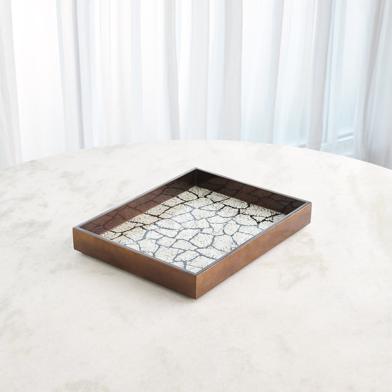 Eggshell Tray-Antique Gold Leaf-Sm, 2.25"H x 18"W x 14"D