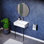 Claire 24" Ceramic Console Sink, White Basin Black Legs, with Overflow Drain SM-CS771