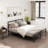 Metal Platform Bed With Headboard, Sturdy Metal Frame, No Box Spring Needed(Queen)
