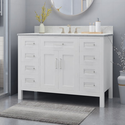 Ensemble de meuble-lavabo simple 49 po avec plateau en marbre Cristba
