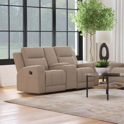 Taupe Upholstered Reclining Loveseat