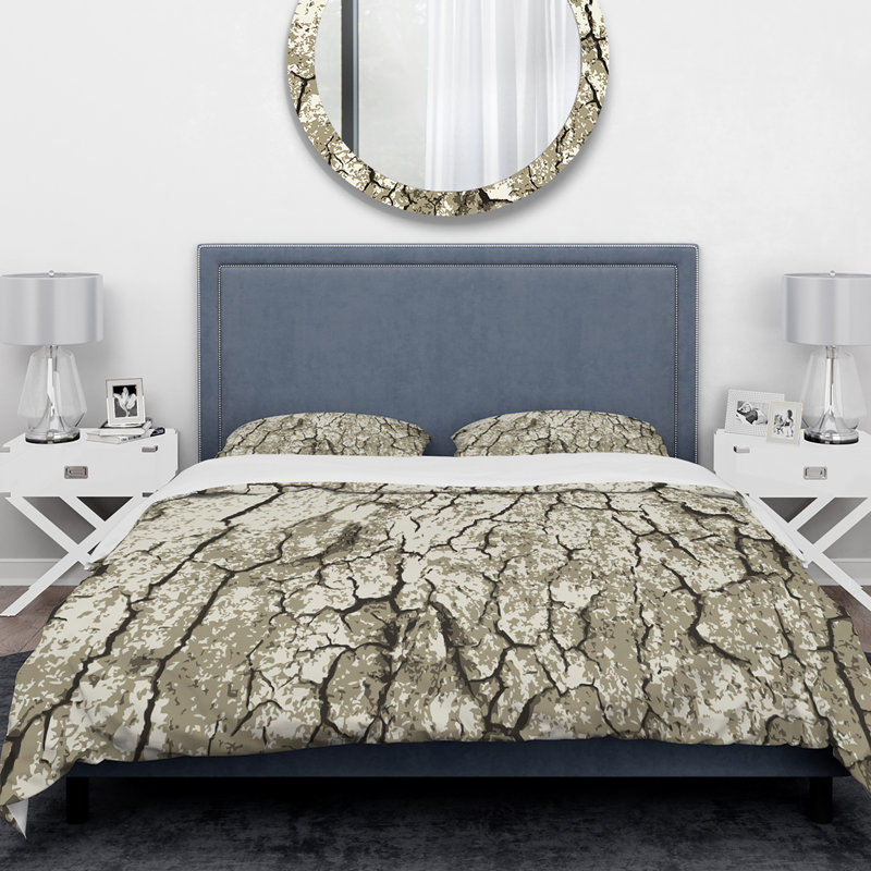 Ensemble de housse de couette designart tree écorce, Housse de couette très grand + 2 taies décoratives