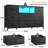  8 Drawers Dresser with LED Lights & Power Outlets, Wood & Fabric Dresser for Bedroom-2135481079