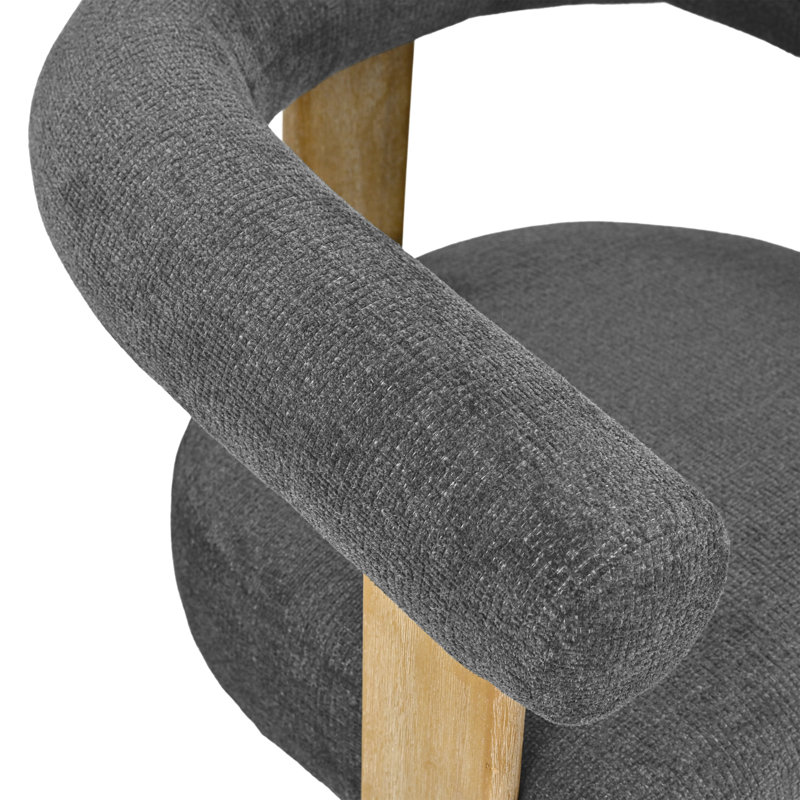 Chaise avec accoudoirs rembourrée Mamanbai, Gris anthracite