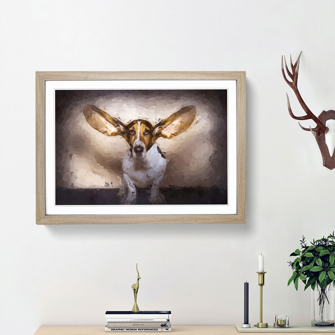 The Ears of a Basset Hound Dog in Abstract - Framed Print