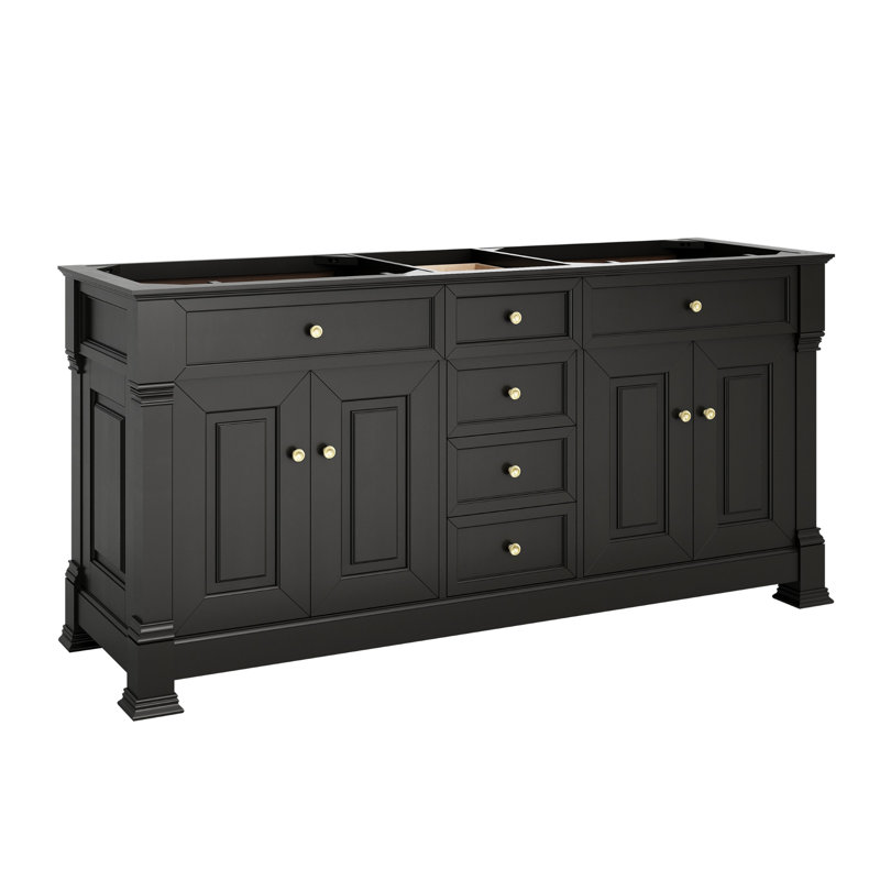 Brookfield 71.75'' W Double Bathroom Vanity Base, Black Onyx