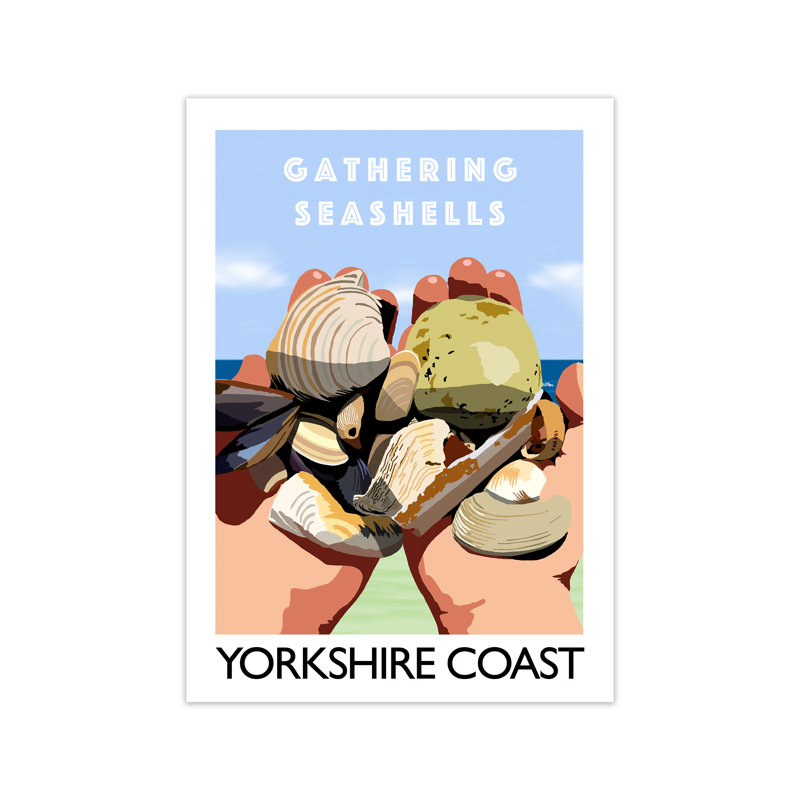 Gathering Seashells Yorkshire Coast by Richard O'Neill - Print, 84.1 cm H x 59.4 cm W x 3 cm D