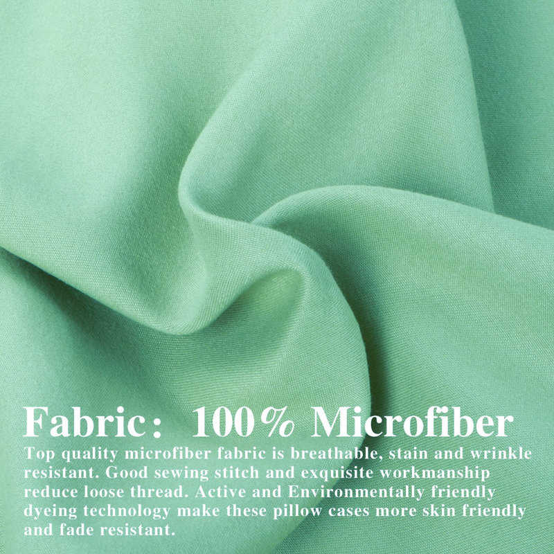 Taies décoratives, 1800 taies d'oreiller Oxford en microfibre brossée - NTBAY, Vert menthe