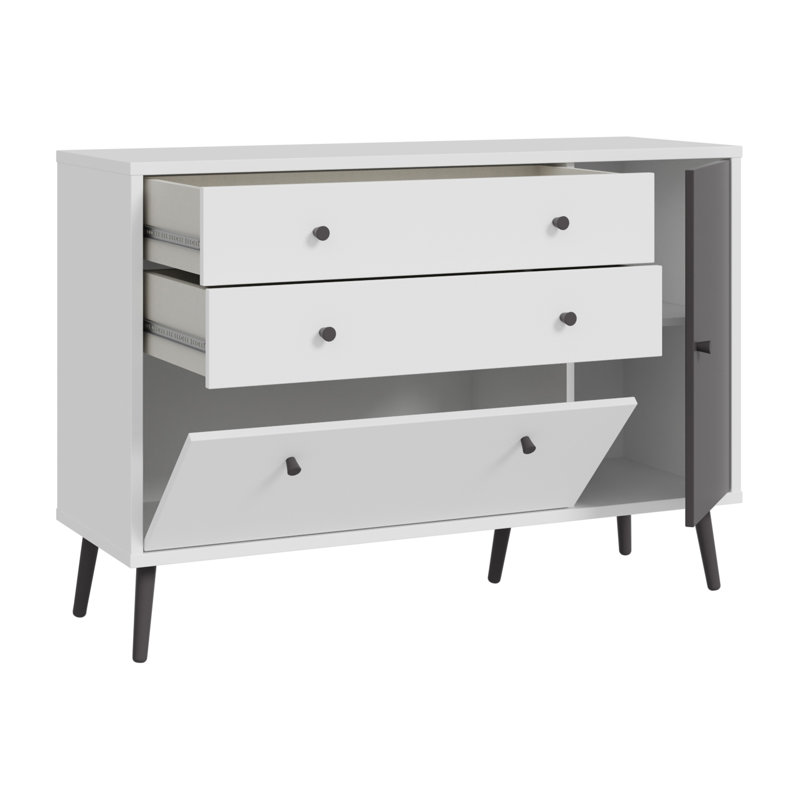 HARLLSON 124.5cm W Chest of Drawers, White/Dark Grey