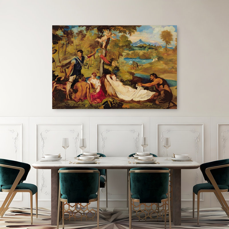 Jupiter et Antiope, 1856 - Affiche murale abstraite contemporaine représentant un chien, H 40 po x l 60 po