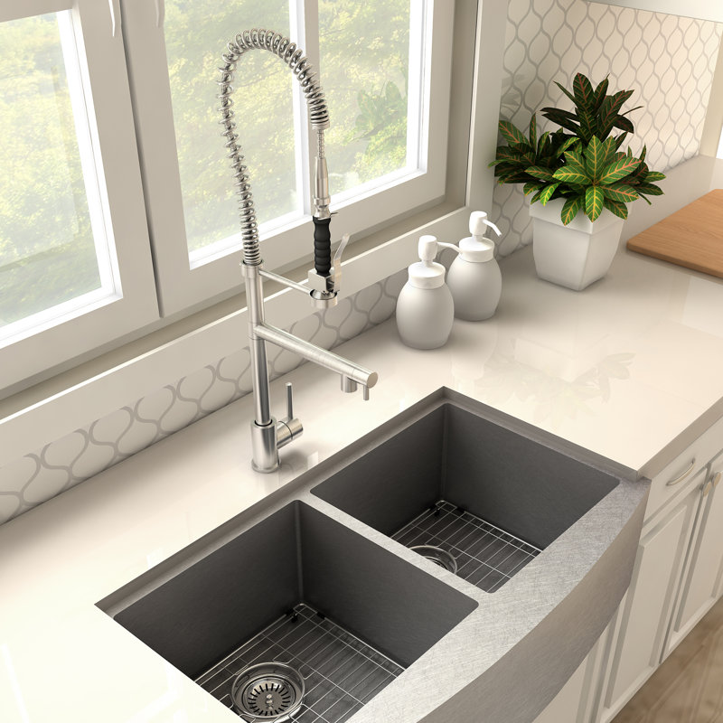 VanGogh Pull Down Single Handle Kitchen Faucet with Side Spray and Accessories, Brushed Nickel