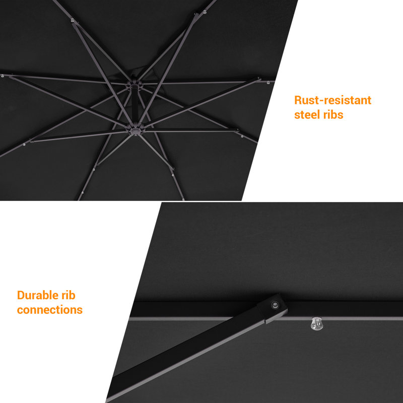 Parasol en porte-à-faux 98,4 po Dailan, Noir