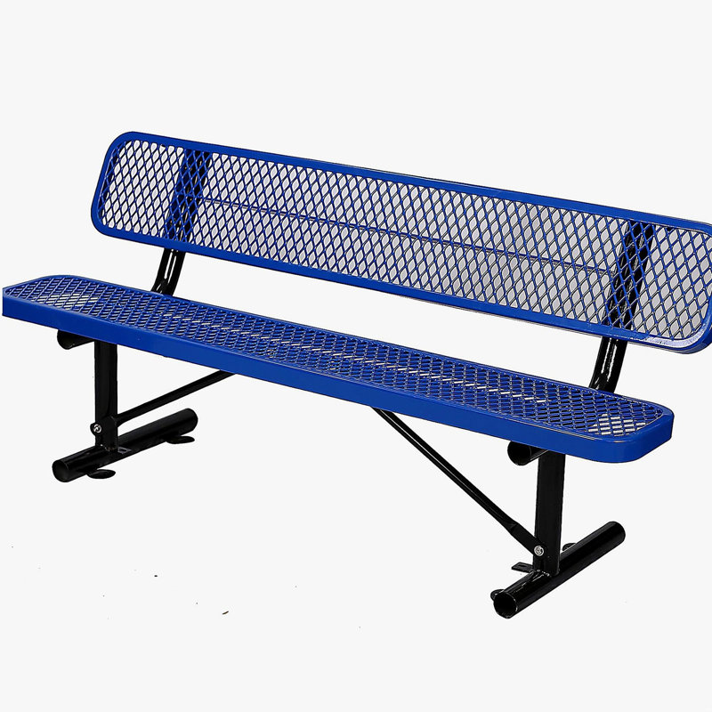 Banc en acier avec dossier 6 pi. Bleu