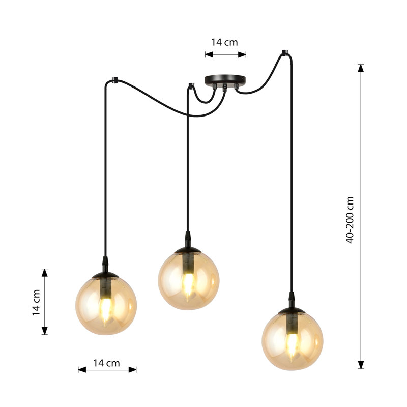 Garnes 3 - Light Gold/Black Sphere Pendant