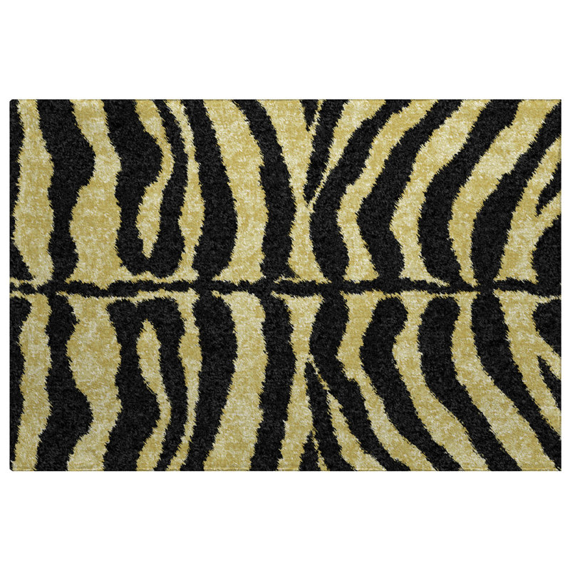 Premium Machine Washable Dream Shag Zebra Rug, Gilded, 2'6" x 3'10"