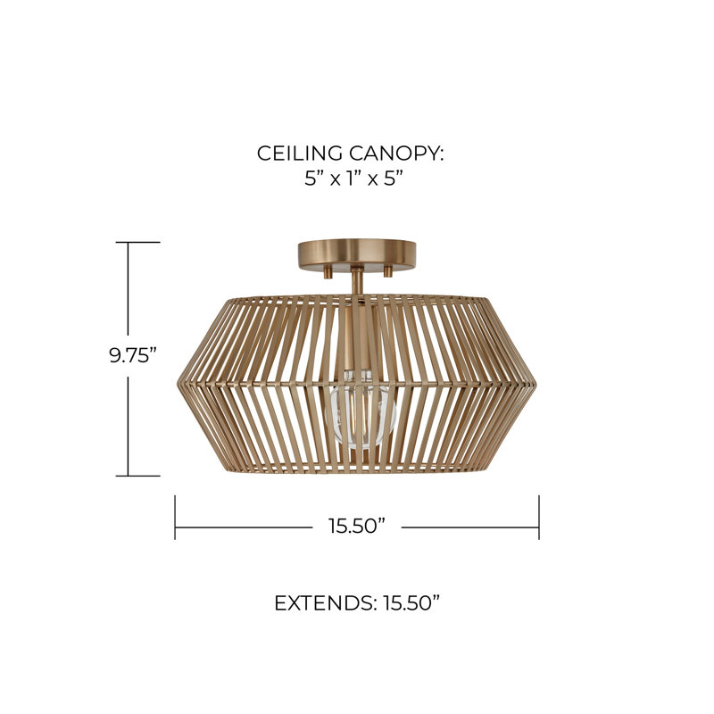Kaiya Semi Flush Mount, Matte Brass