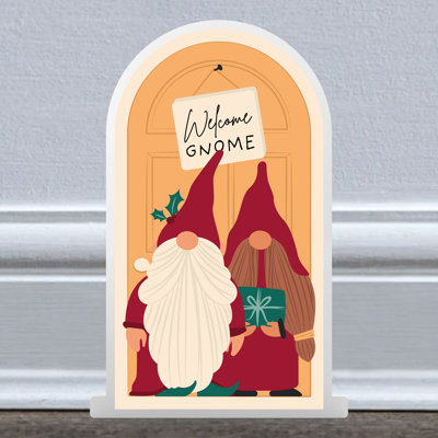 Xmas Welcome Gnome Festive Wooden Doorway