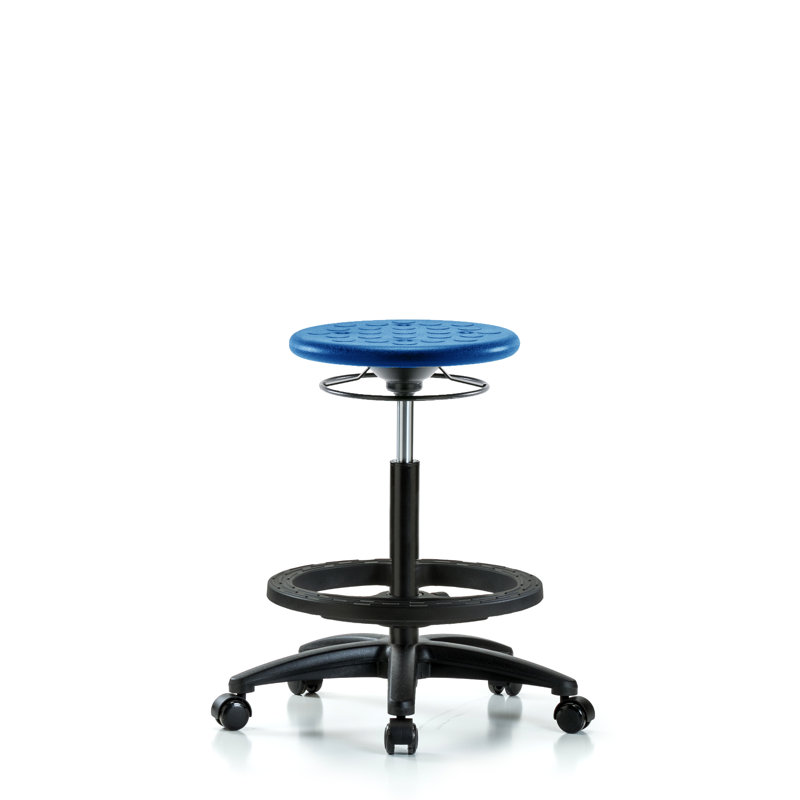 Tabouret de laboratoire à hauteur ajustable, Roulettes, Bleu