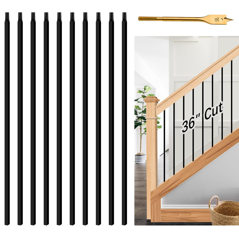 Paquet de 10 balustres d'escalier en fer, balustres pour l'intérieur d'escalier, broches simples
