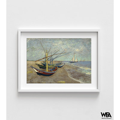 «Van Gogh Boat Prints», reproduction encadrée de bateaux de pêche de Van Gogh sur la plage à Saintes, peinture de Van Gogh Beach, art mural encadré