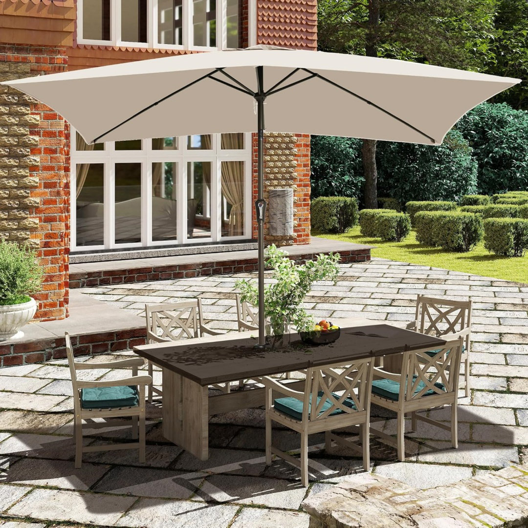 Arlmont & Co. 6.5X10ft Rectangular Patio Umbrella Outdoor Table ...