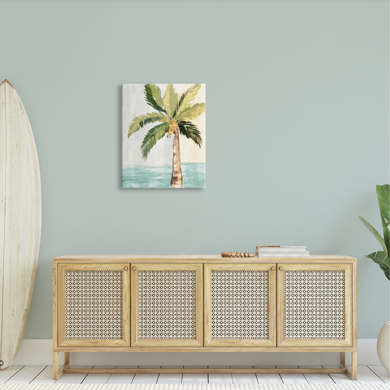Palmier avec feuilles tropicales brise d'été, L 24 po x H 30 po, Toile tendue