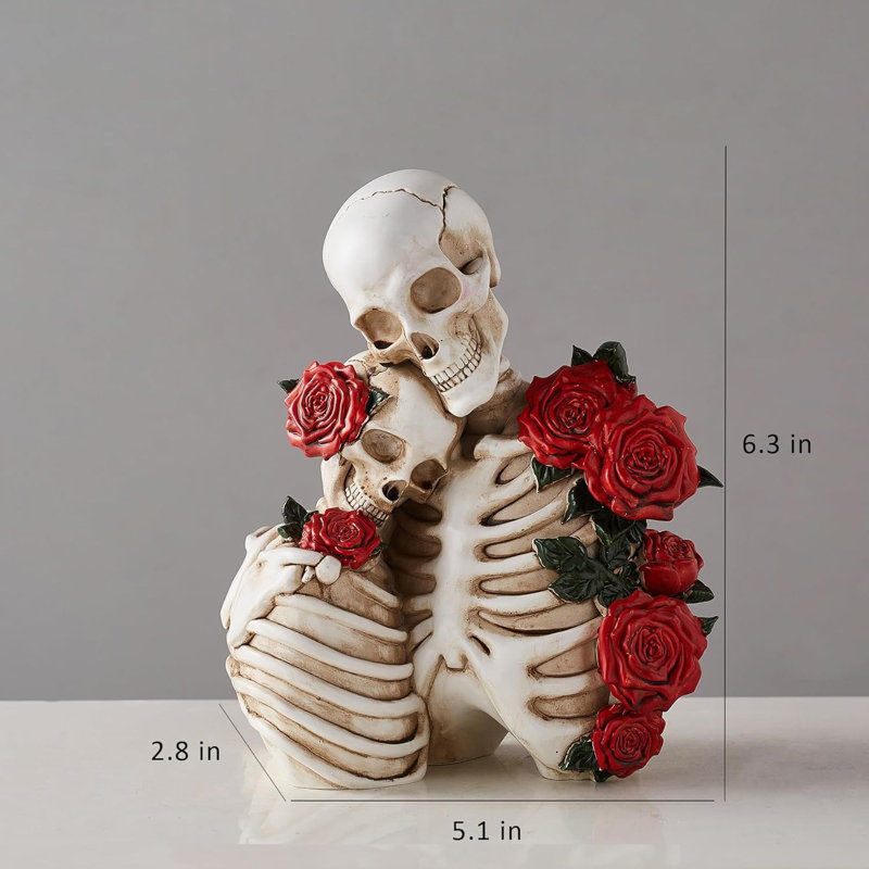 Figurines gothiques de couple de squelettes