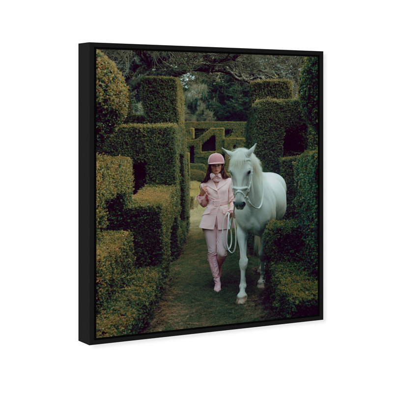 Pink Equestrian Maze I Canvas Animals Print by Oliver Gal, Black Frame, 16 x 20, 17"H x 21"W, Black Floater Frame