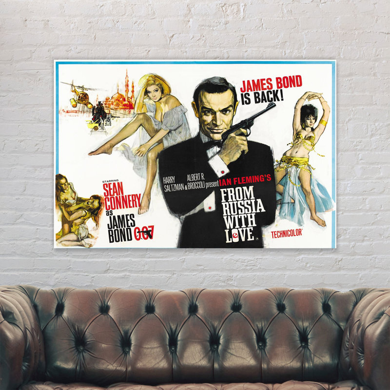 James Bond From Russia With Love Sean Connery Movie Poster - Wrapped Canvas Print, 41cm H x 61cm W x 4cm D