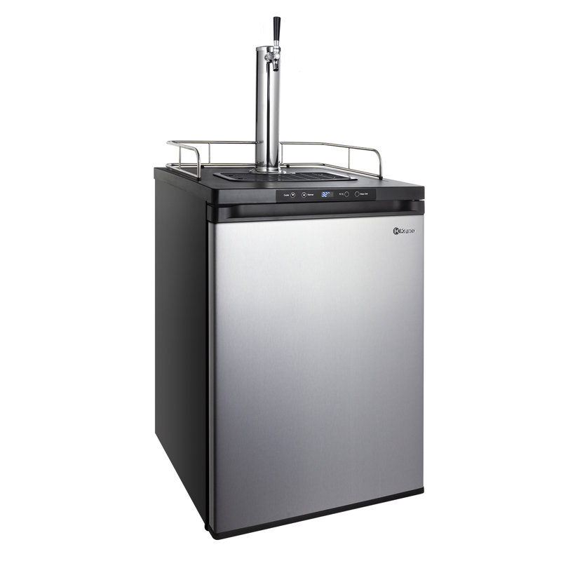 Kegco 24" Wide Single Tap Stainless Steel Digital Kegerator, Black/Stainless Steel