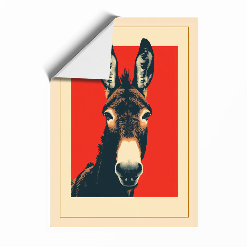 Frontal Donkey Portrait Graphic Art - Framed Print, A3 - 42.0 x 29.7 cm, Unframed