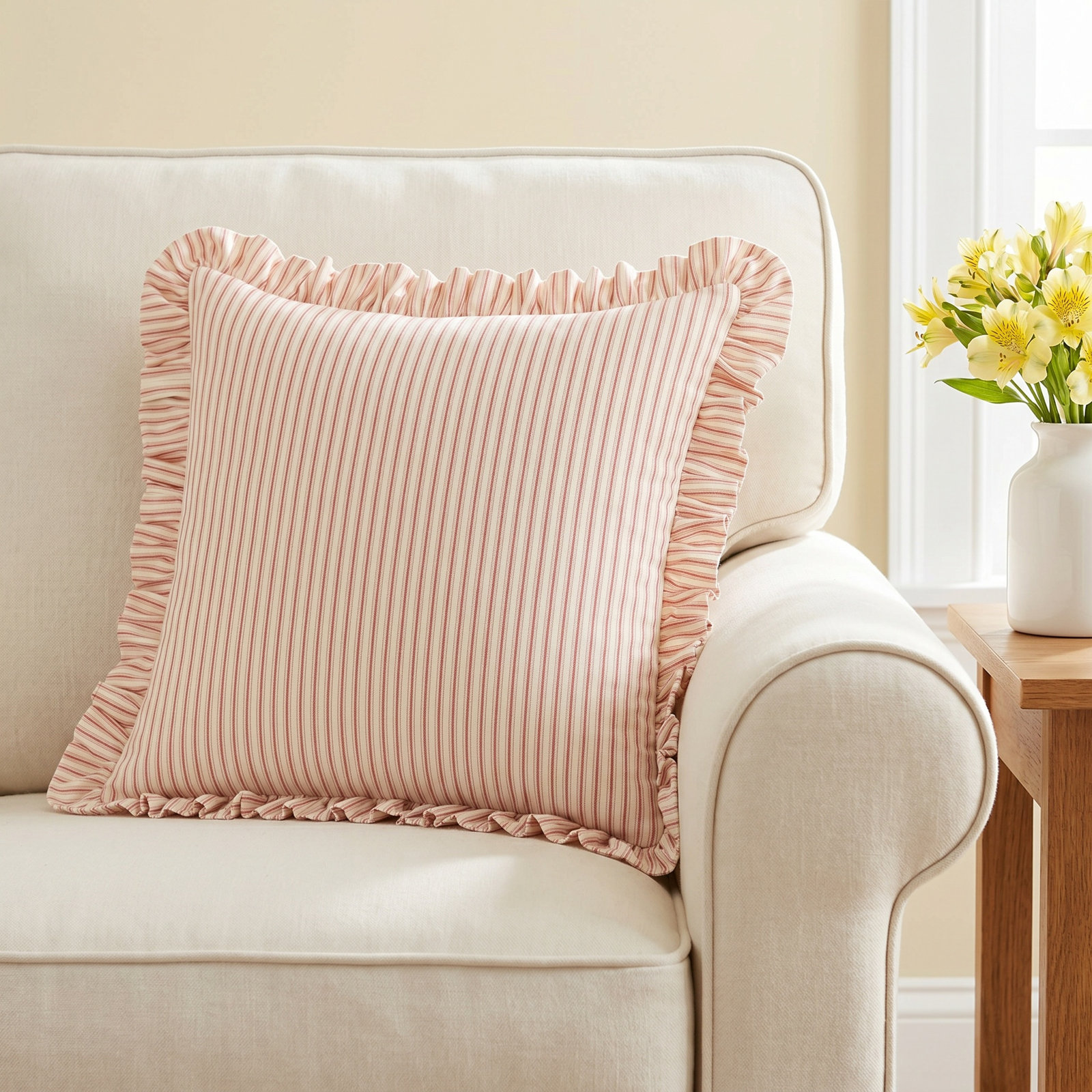 Birch Lane Cottage Stripe Calypso Ruffled Accent Pillow, Polyester