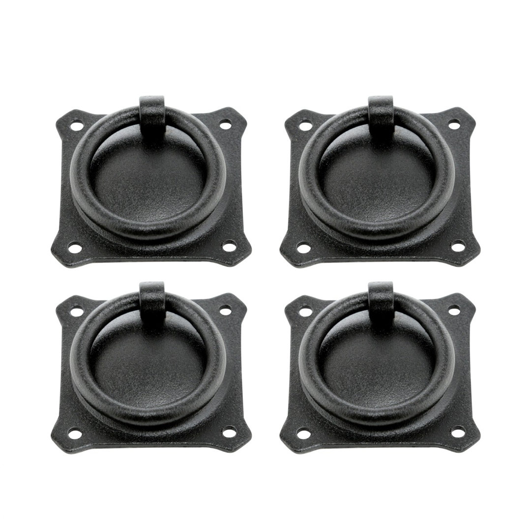 Wrought Iron Mission Style Ring Pull Black Cabinet (Set of 4) The Renovators Supply Inc.