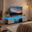 Meuble télé pour meuble télé 55 pouces à DEL avec console de rangement multimédia et grande armoire latérale pour le salon (gris et noir)