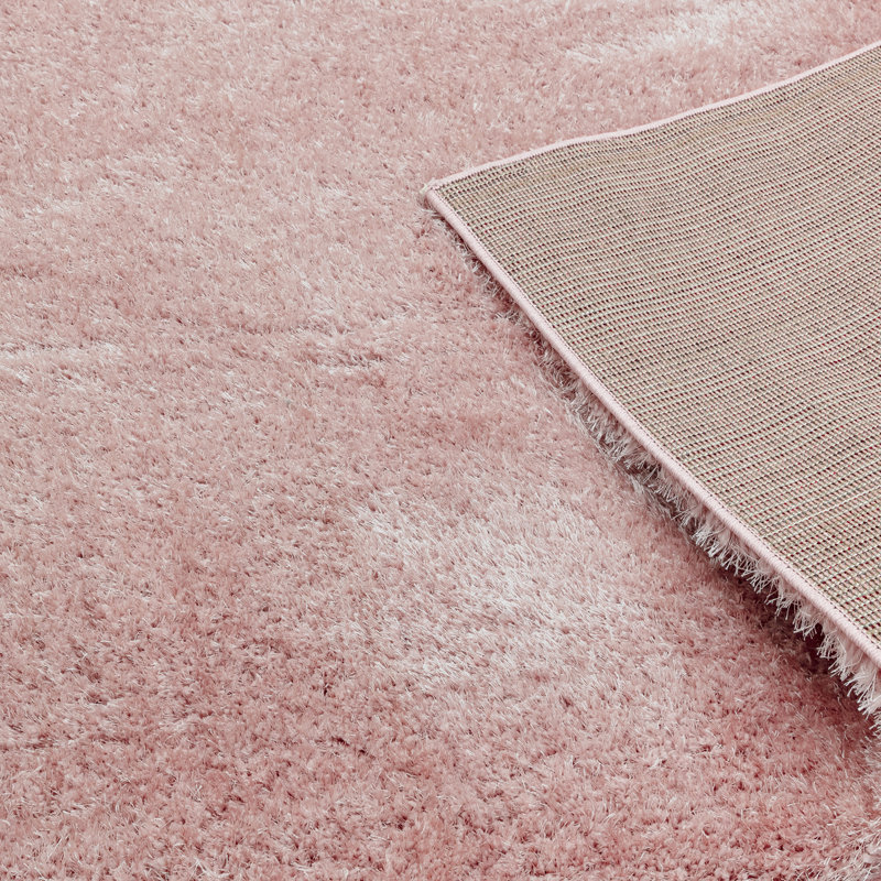 Natonia Shiny Shaggy Pink Area Rug, Rectangle 120 x 170cm