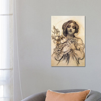 Study Of WomanFruit by Alphonse Mucha - Wrapped Canvas Print