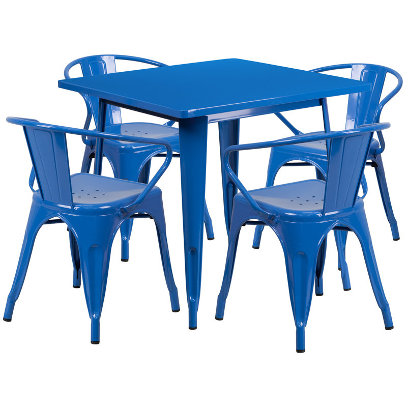 Ensemble de table carrée intérieur / extérieur 31,5 po Feodora, Bleu