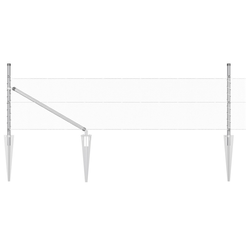 Hexagon Fence Galvanised Steel, Silver, 40cm H x 1000cm W