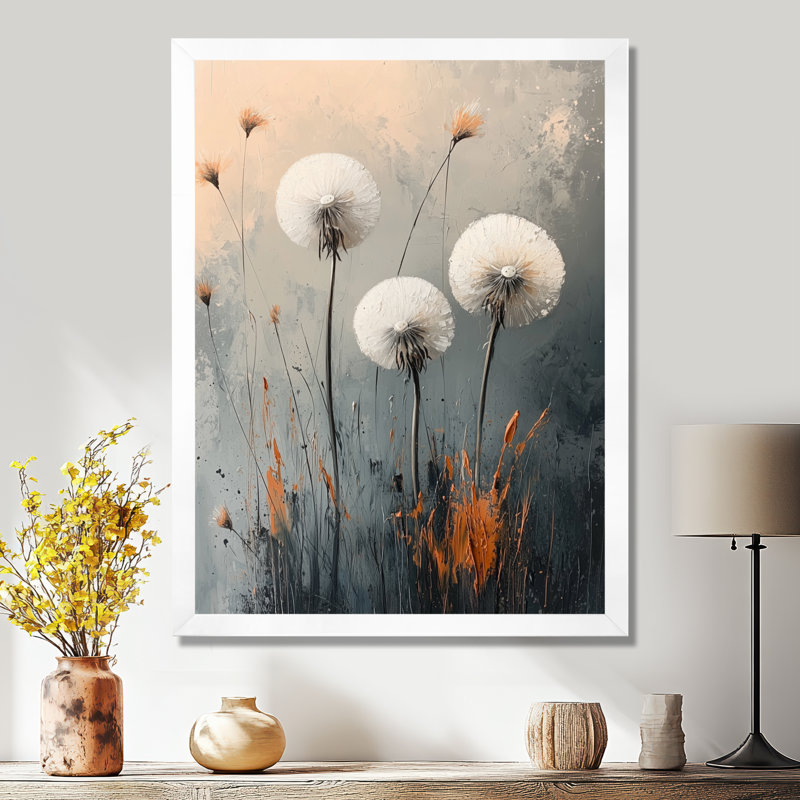 Howe - Floral Canvas Art Print, H 32 po x l 24 po, Reproduction encadrée d'une seule photo, Blanc