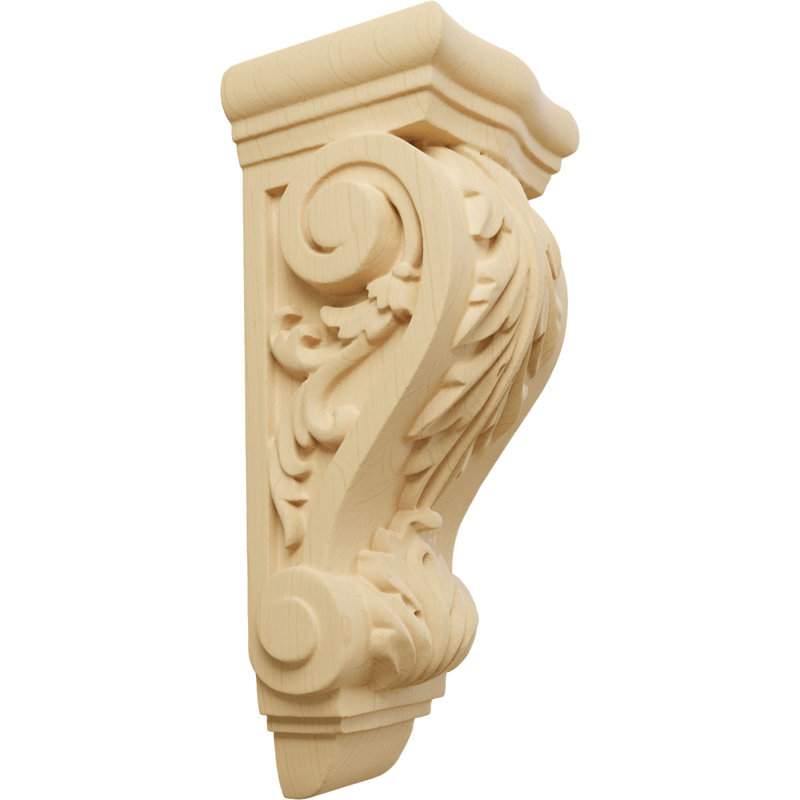 Farmingdale Acanthus Pilaster Corbel, Aulne, L 3 1/2 po x P 2 7/8 po x H 7 3/4 po