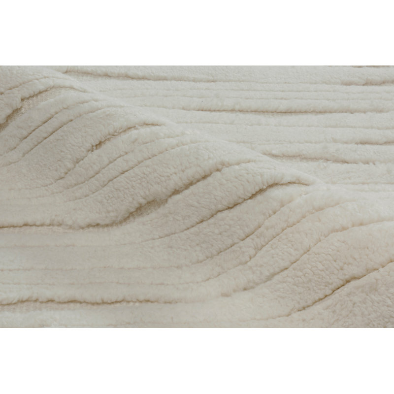Rectangle Abstract Hand-Knotted Wool Area Rug in Ivory, Rectangle 6' x 9'