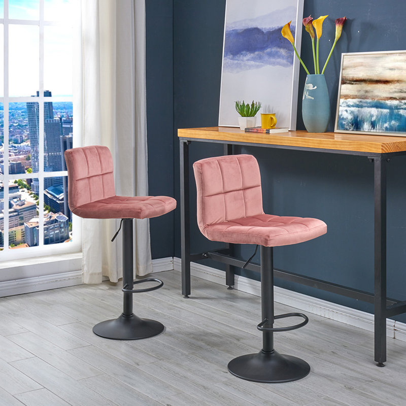 Annease Adjustable Height Bar Stool, Pink