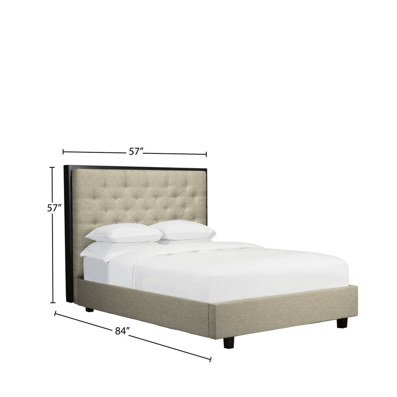 Lit plateforme en tissu d’ameublement Hatherleigh, Beige, Double
