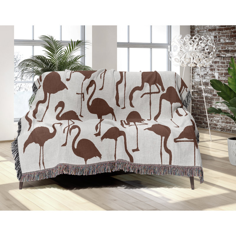 Jeté en mélange de coton Vixo Flamingo, Brun rouille / blanc cassé, L 70 po x l 50 po