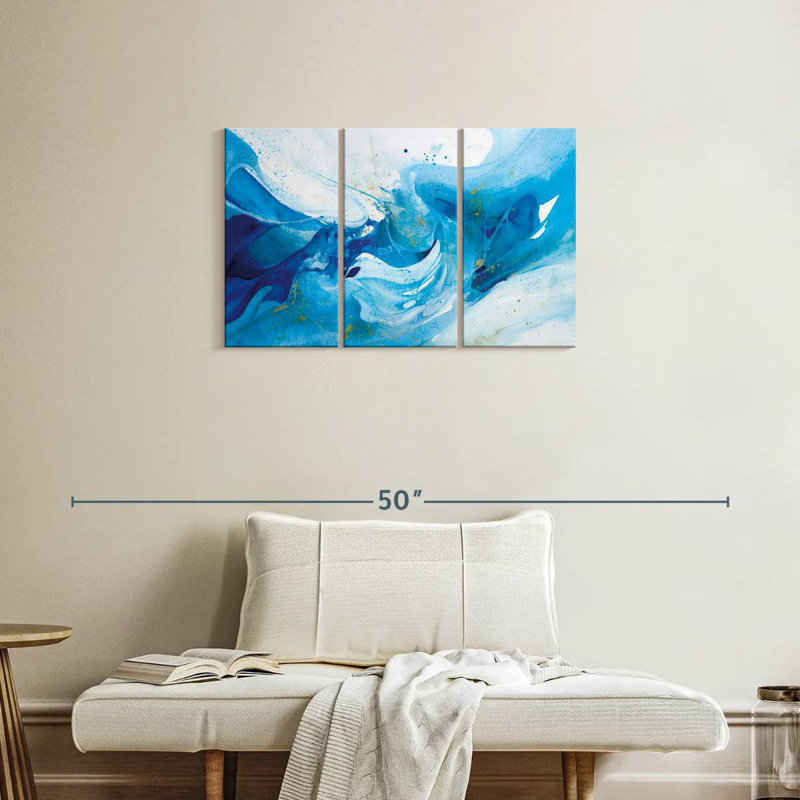 Avery «Crashing Blue Waves» abstrait, H 20 po x l 33 po