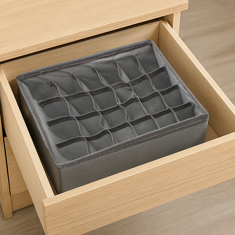 Panier de rangement pliable gris pour commode 12 po x 12 po x 4 po, Gris