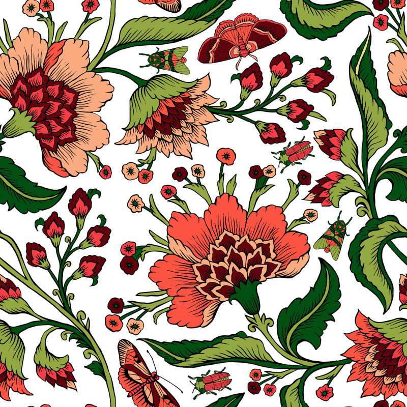Peel & Stick Floral Tile, 2.08' W x 18.75' L