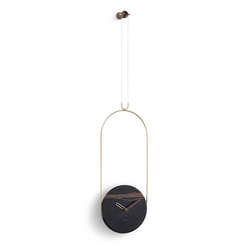 Colgante Marble Analog Wall Clock, Sahara Noir/Brass