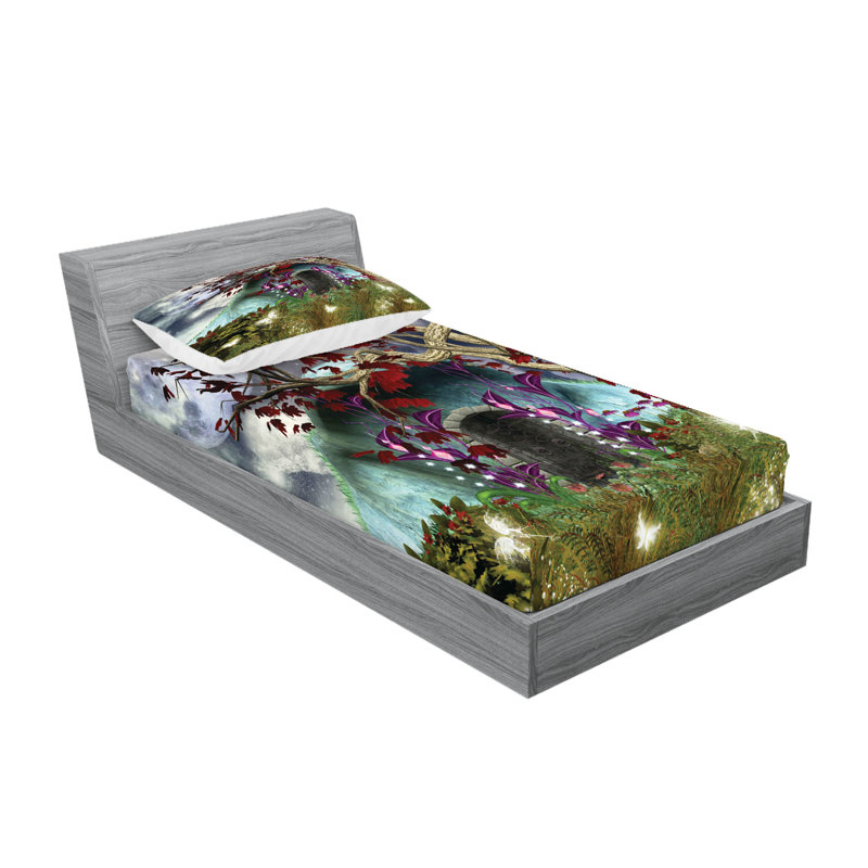 Multicolore ensemble de draps et taies décoratifs Ambesonne Forest, Ensemble de draps pour lit simple + 1 drap-housse 